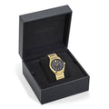 Versace V-Auria Quartz Black Dial Gold Steel Strap Watch for Men - VE0F00525
