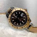 Versace Hellenyium GMT Black Dial Two Tone Steel Strap Watch for Men - V11040015