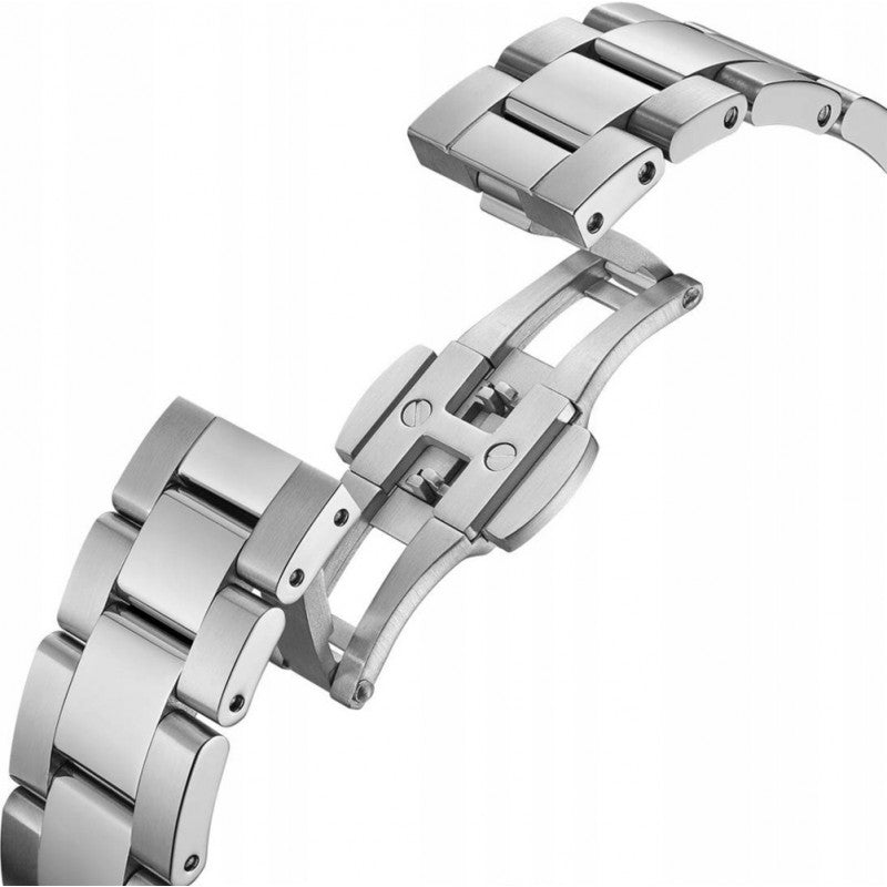 Daniel Wellington Iconic Link Pink Dial Silver Steel Strap Watch For Women - DW00100327