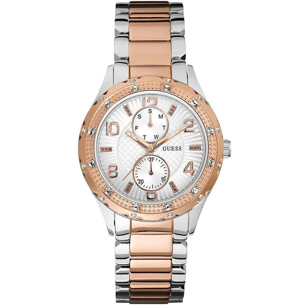 Guess Siren White Dial Two Tone Steel Strap Watch for Women - W0442L4