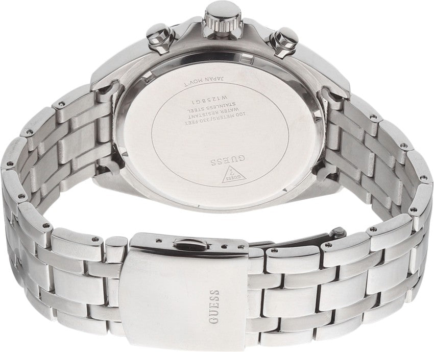 Guess Surge Chronograph Black Dial Silver Steel Strap Watch for Men - W1258G1