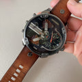 Diesel Mr Daddy 2.0 Chronograph Black Dial Brown Leather Strap Watch For Men - DZ7332