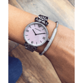 Emporio Armani Gianni T Bar Pink Mother of Pearl Dial Silver Steel Strap Watch For Women - AR1779