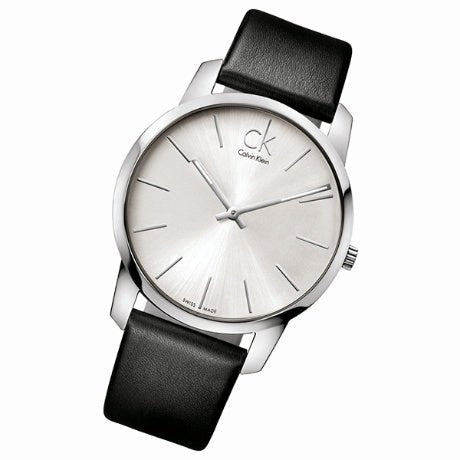 Calvin Klein City White Dial Black Leather Strap Watch For Men - K2G211C6