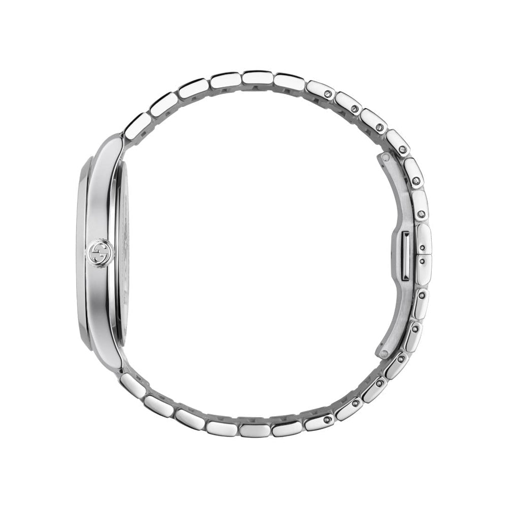 Gucci G Timeless Black Dial Silver Steel Strap Watch For Women - YA126573A