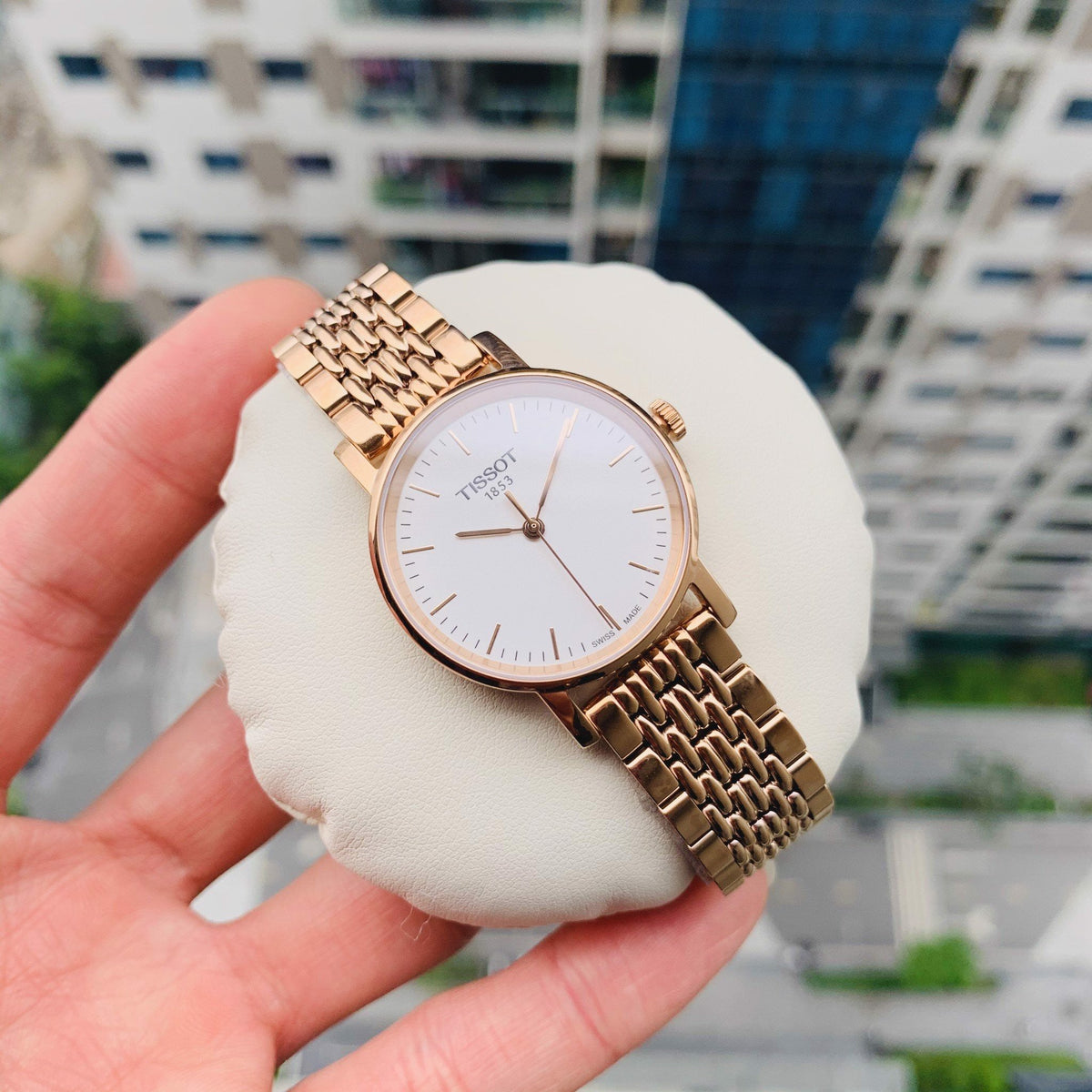 Tissot T Classic Everytime Small White Dial Rose Gold Mesh Bracelet Watch For Women - T109.210.33.031.00