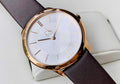 Calvin Klein Minimal White Dial Brown Leather Strap Watch for Men - K3M216G6