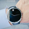 Movado Museum Classic Black Dial Black Leather Strap Watch for Men - 0607194