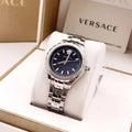 Versace Hellenyium Quartz Blue Dial Silver Steel Strap Watch for Men - VEVK00921