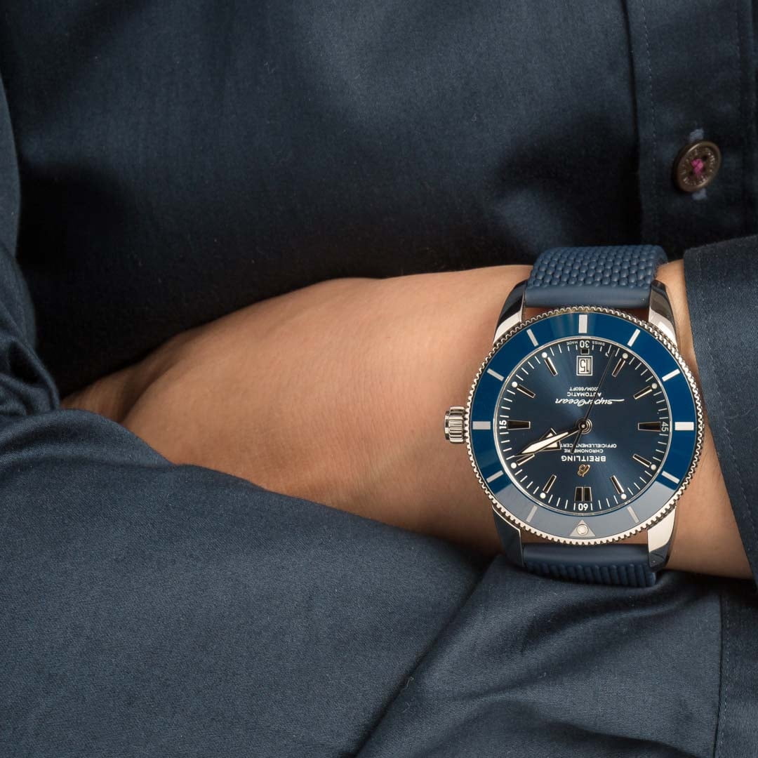 Breitling Superocean Heritage B20 Automatic 46 Blue Dial Blue Mesh Bracelet Watch for Men - AB2020161C1S1