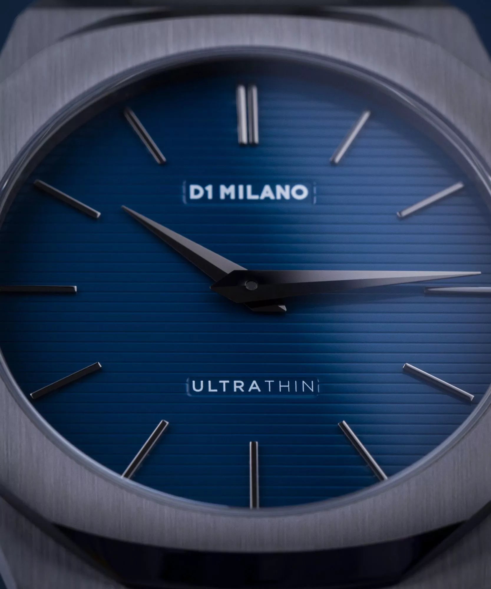 D1 Milano Ultra Thin Blue Dial Gray Steel Strap Watch for Men - D1-UTBJ12