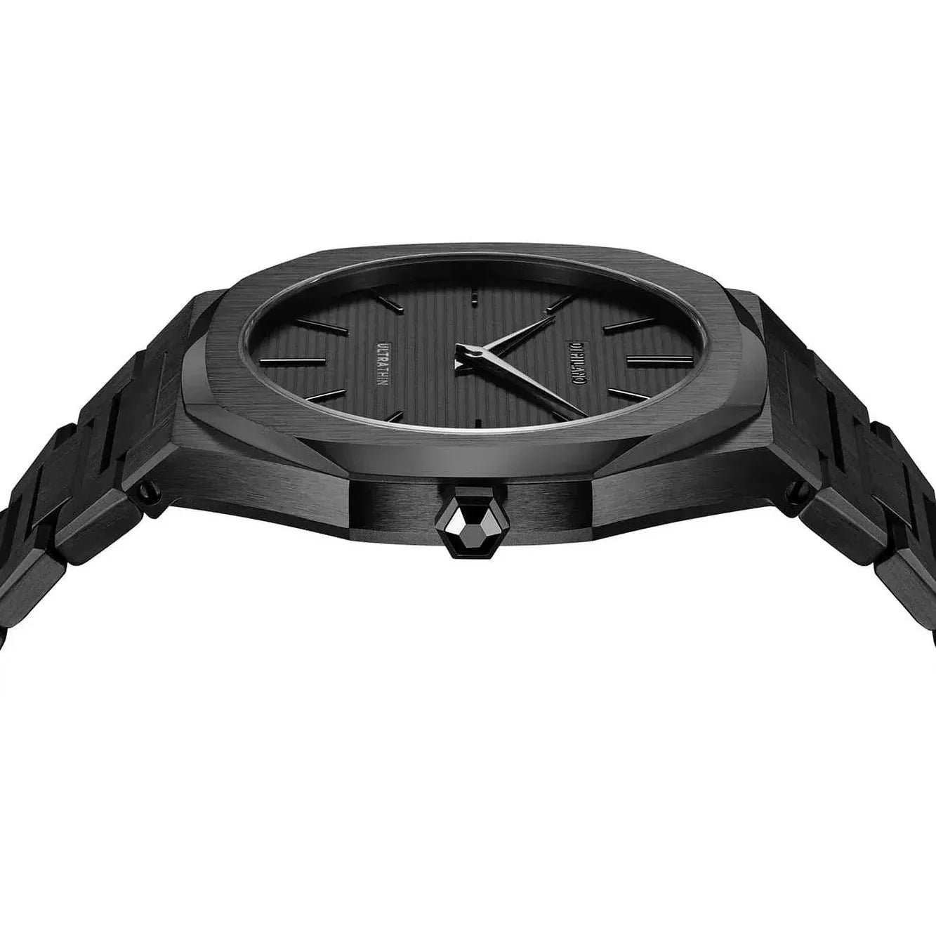 D1 Milano Ultra Thin Shadow Black Dial Black Steel Strap Watch for Men - D1-UTBJSH
