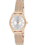 Guess Whisper Silver Dial Rose Gold Mesh Bracelet Watch for Women - W1084L3