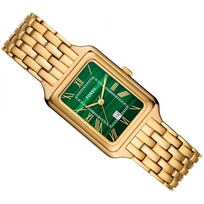 Fossil Raquel Three Hand Date Green Dial Gold Steel Strap Watch For Women - ES5341