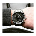 Hugo Boss Grand Prix Black Dial Silver Steel Strap Watch for Men - 1513477
