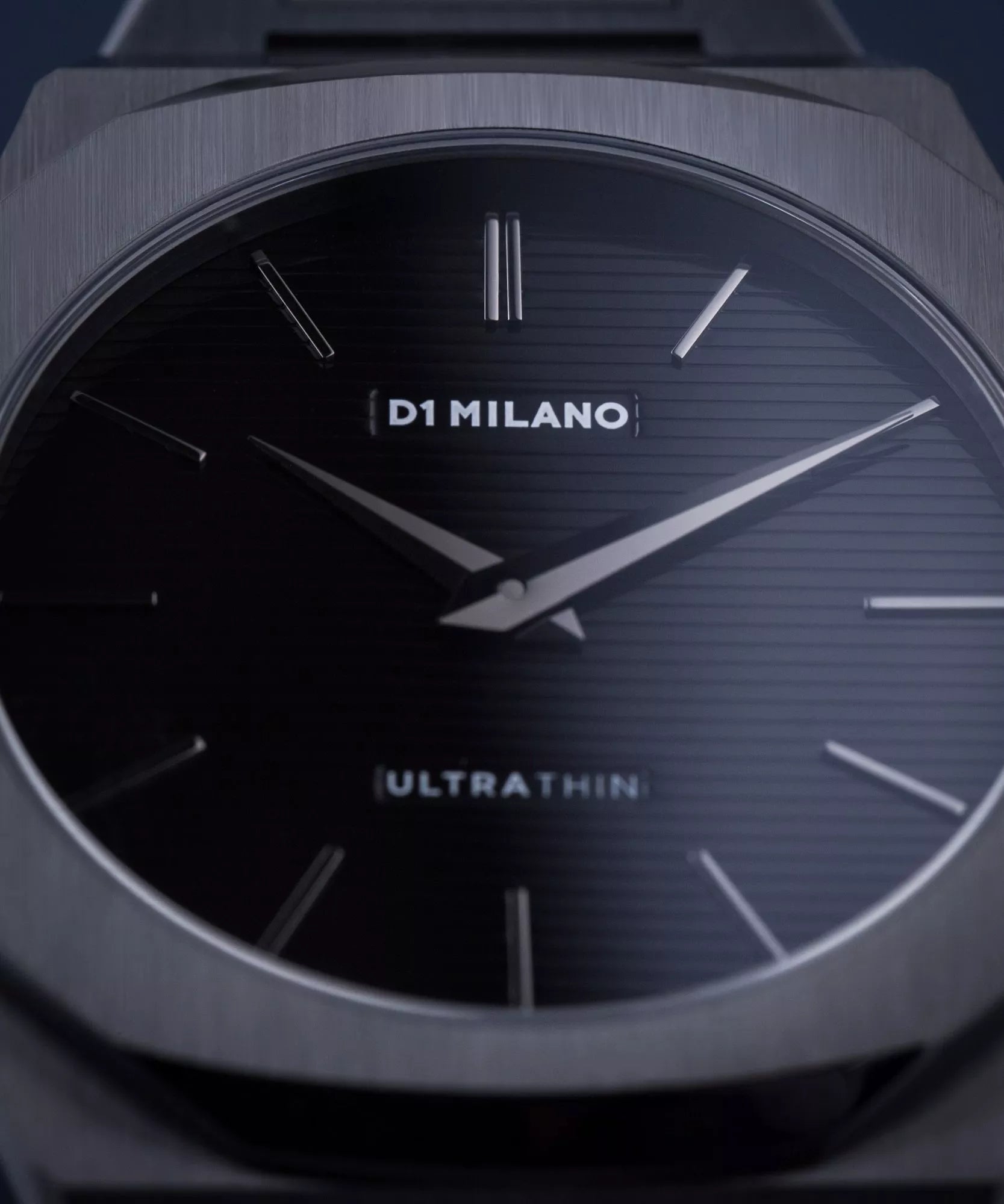D1 Milano Ultra Thin Black Dial Gray Steel Strap Watch for Men - D1-UTBJ15