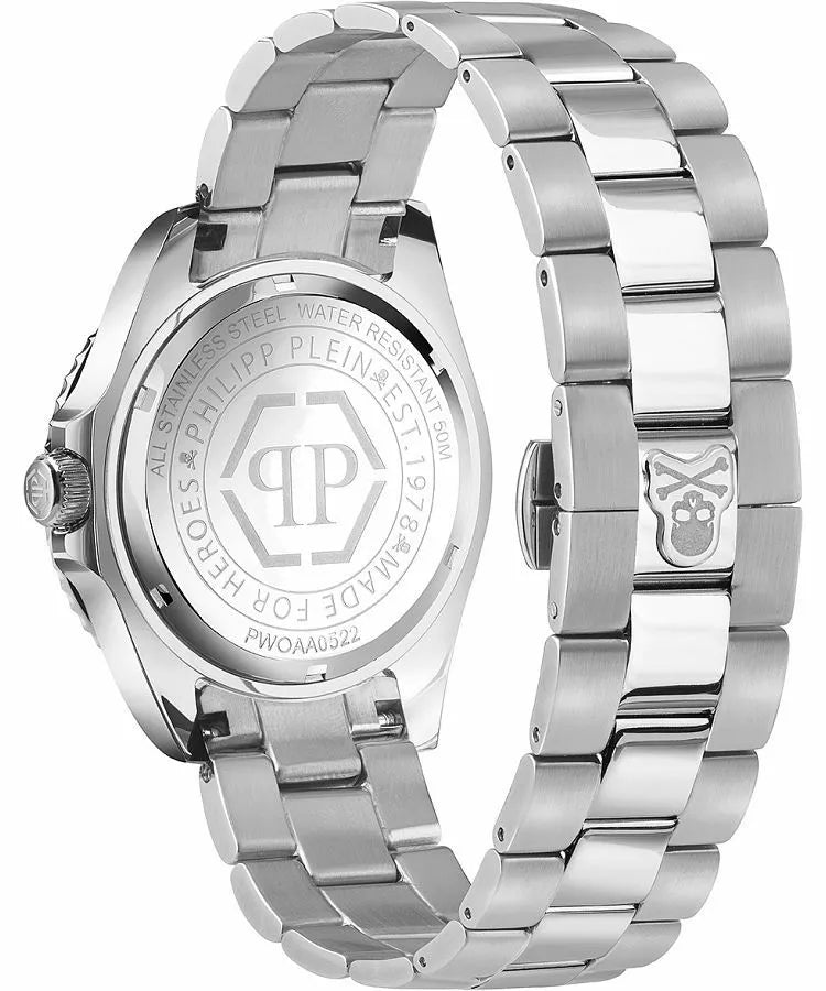 Philipp Plein The $kull Diver Black Dial Silver Stainless Steel Strap Watch For Men- PWOAA0522